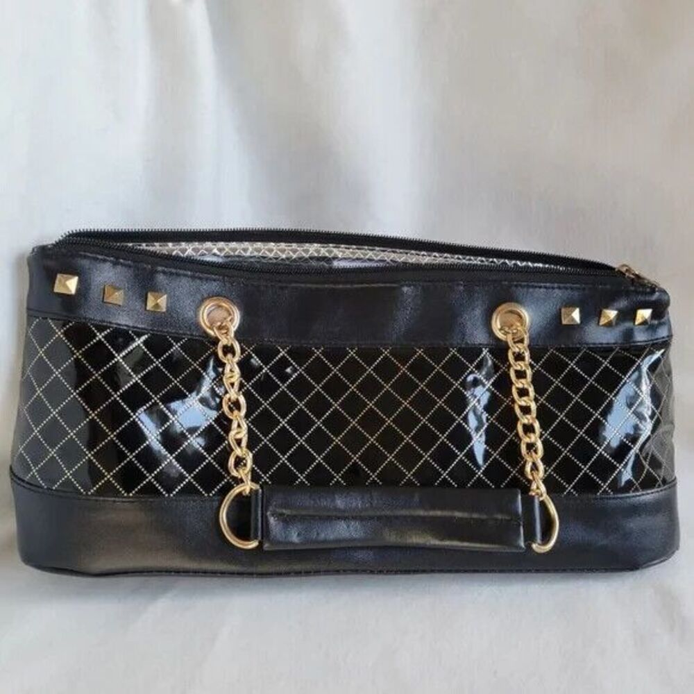 Wild Eye Wine Bottle or Lunch Insulated Cooler Bag Gold Studded Freezer Handbag